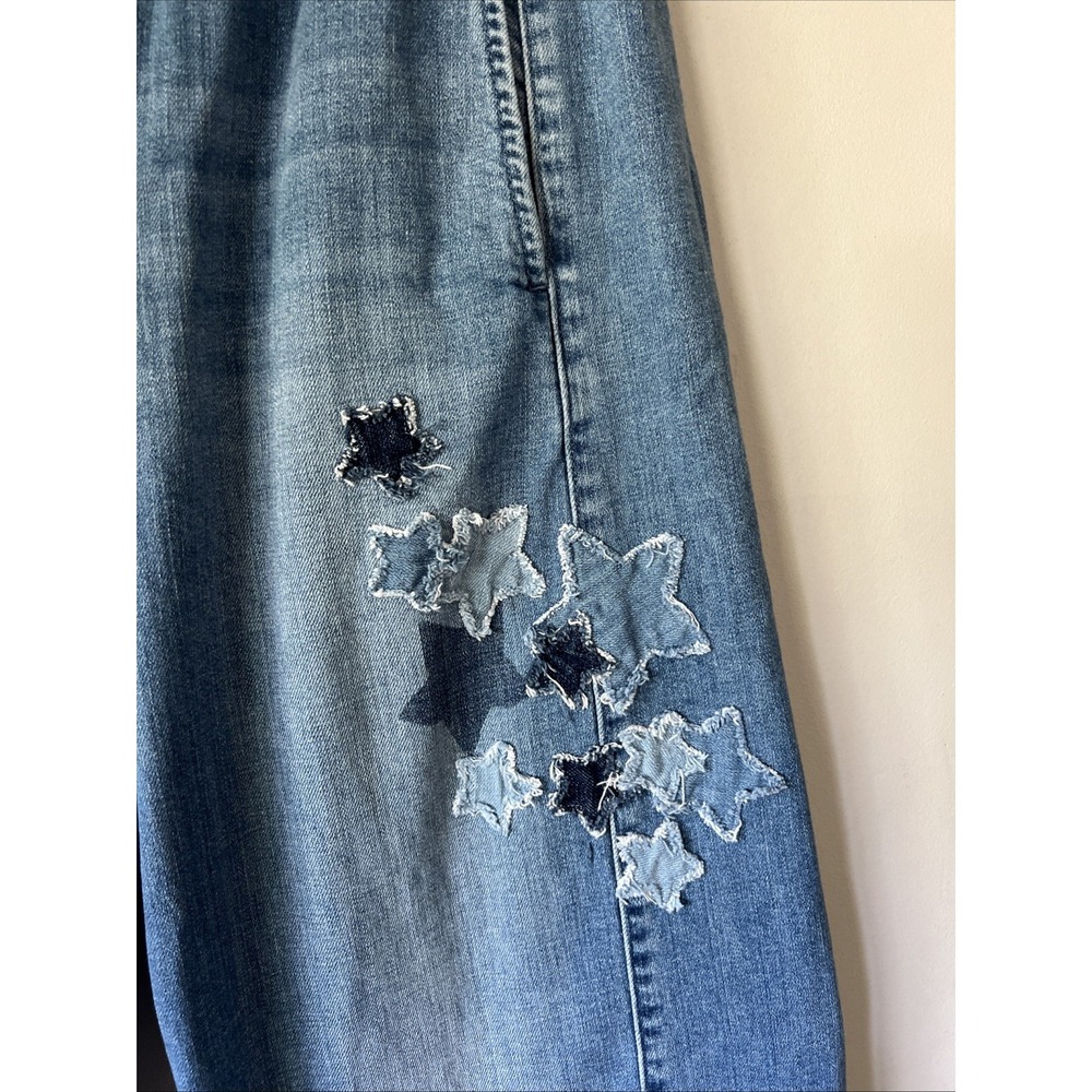 Pilcro Izzie Relaxed Pull-On Barrel Jeans With Stars - Anthropologie Size Medium - Picture 5 of 11